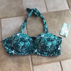 NWT Envya palm leaf halter bikini top XS